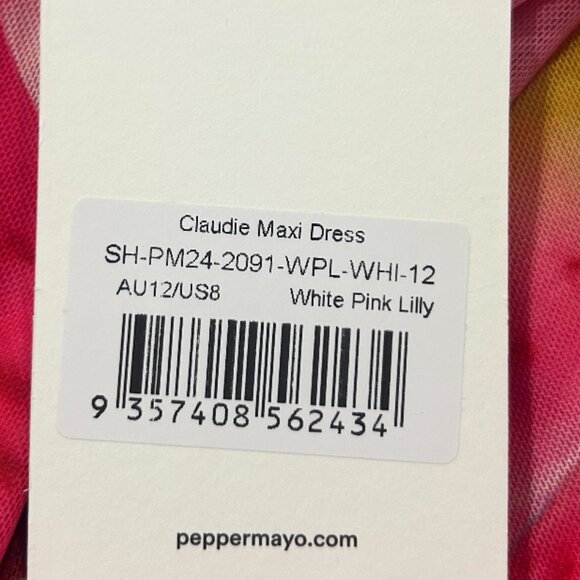 Peppermayo- Claudie Maxi Dress - White Pink Lilly - Picture 5 of 5